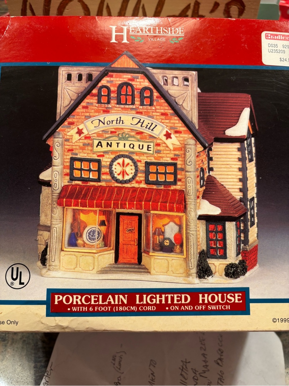 North Hill Antique Porcelain Lighted House - Red Accent